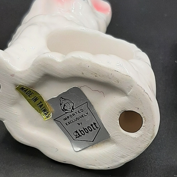 Vintage Cat Kitten Napkin Ring Holders Pair Bone China by Abbott Made in Taiwan - Picture 6 of 7